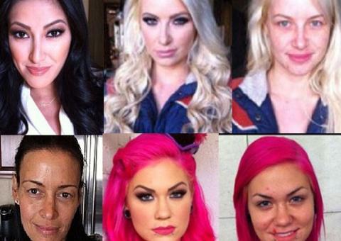 Galeria reúne atrizes pornô antes e depois da maquiagem